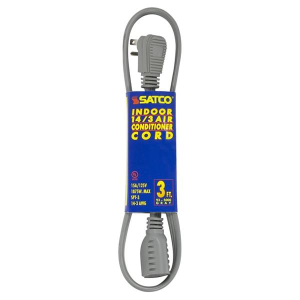 3 Foot Gray Heavy Duty Air Conditioner/Appliance Cord - 14/3 Ga. SPT-3 Gray Cord With Sleeve - 15A-125V - 1875W