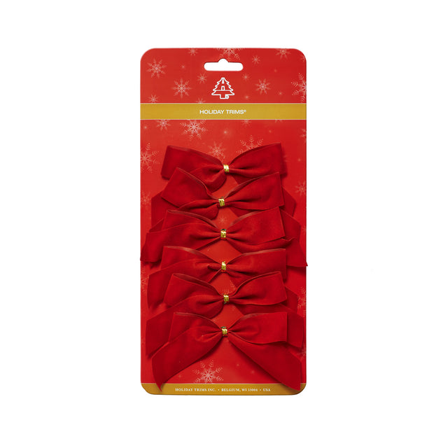 Holiday Trims Red 2 Loop Christmas Bow 3.5 in.