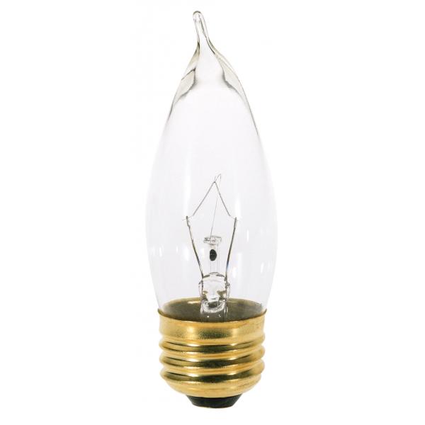 25 Watt CA10 Incandescent - Clear - 2500 Average rated hours - 210 Lumens - Medium base - 130 Volt