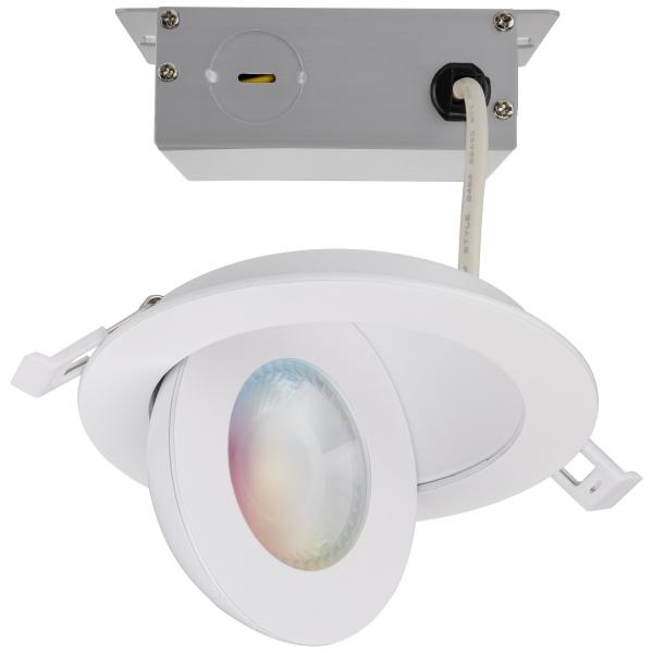 9 Watt - LED Gimbaled Downlight - 4 Inch - RGB & Tunable White - Round - Starfish IOT - White Finish - 650 Lumens - 120-277 Volt