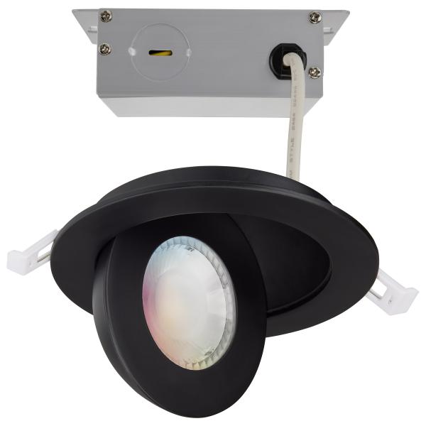 9 Watt - LED Gimbaled Downlight - 4 Inch - RGB & Tunable White - Round - Starfish IOT - Black Finish - 650 Lumens - 120-277 Volt