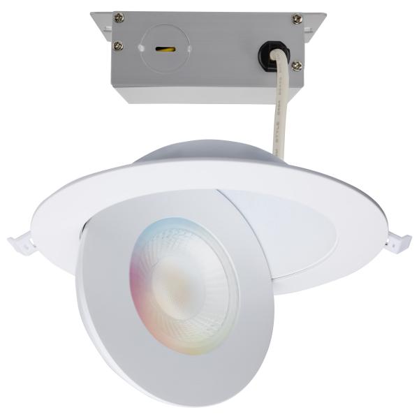 15 Watt - LED Gimbaled Downlight - 6 Inch - RGB & Tunable White - Round - Starfish IOT - White Finish - 1200 Lumens - 120-277 Volt