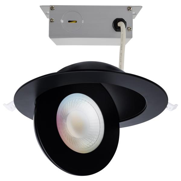 15 Watt - LED Gimbaled Downlight - 6 Inch - RGB & Tunable White - Round - Starfish IOT - Black Finish - 1200 Lumens - 120-277 Volt