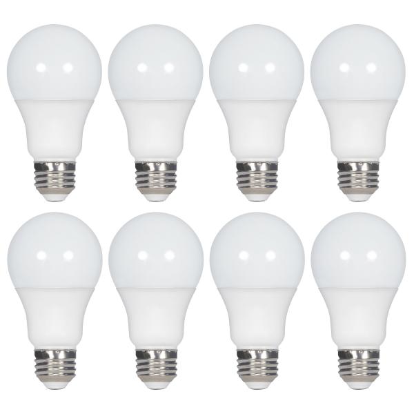 9 Watt A19 LED - 2700K - Non-Dimmable - E26 - 80 CRI - 8-pack