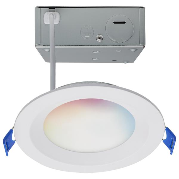 9 Watt - LED Direct Wire - Low Profile Regress Baffle Downlight - 4 Inch Round - Starfish IOT - Tunable White and RGB - 120 Volt - 90 CRI - White Finish