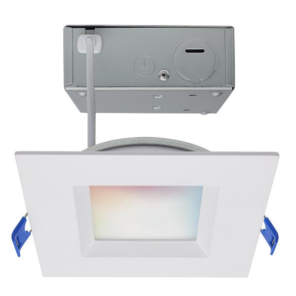 9 Watt - LED Direct Wire - Low Profile Regress Baffle Downlight - 4 Inch Square - Starfish IOT - Tunable White and RGB - 120 Volt - 90 CRI - White Finish