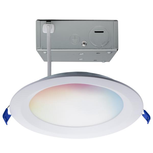 12 Watt - LED Direct Wire - Low Profile Regress Baffle Downlight - 6 Inch Round - Starfish IOT - Tunable White and RGB - 120 Volt - 90 CRI - White Finish