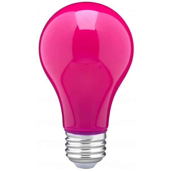 8 Watt A19 LED - Ceramic Pink - Medium base - 360 deg. Beam Angle - 120 Volt