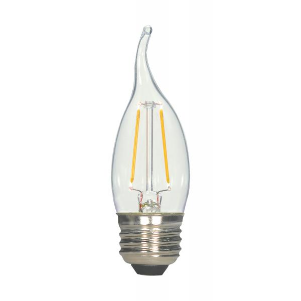 2.5 Watt CA10 LED - Clear - Medium base - 2700K - 120 Volt - 2-Card