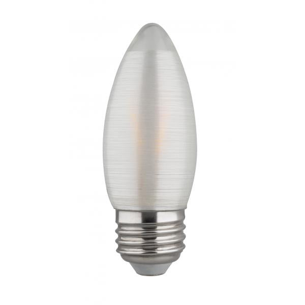 2 Watt C11 LED - Satin Spun - Clear - Medium base - 2700K - 120 Lumens - 120 Volt - Carded