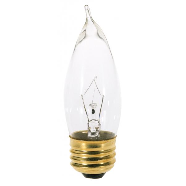 25 Watt CA10 Incandescent - Clear - 1500 Average rated hours - 210 Lumens - Medium base - 120 Volt