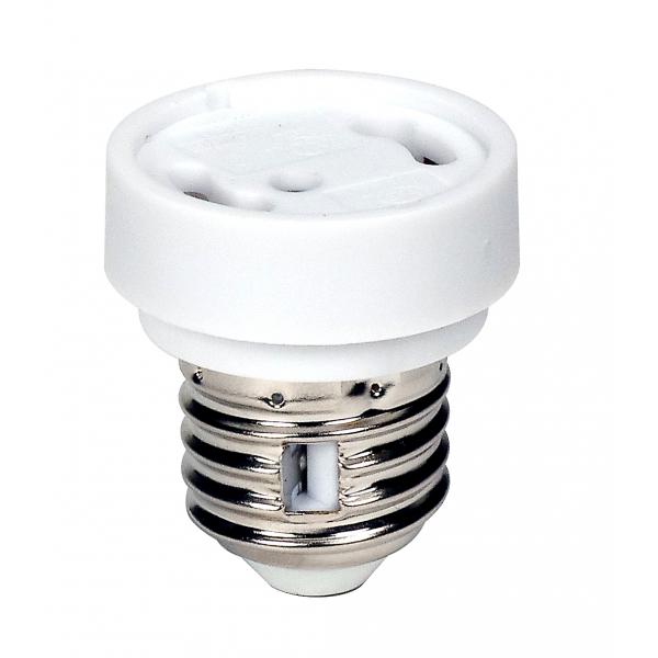 White Medium To GU24 Socket Reducer - E26 - GU24 With Locking Device - 3/4 in. Overall Extension - 660W - 250V - 2-Card