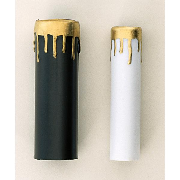 2 Candle Covers - White With Gold Drip - 4" Height