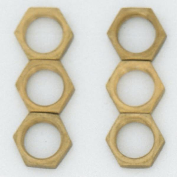 6 Brass Locknuts - 1/8 IPS