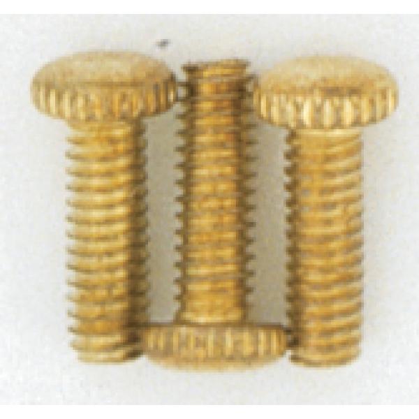 3 Knurled Screws - 8/32 - Brass Plated Finish