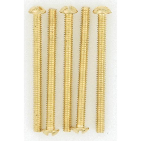 5 Round Head Screws - 8/32 - Brass Plated Finish