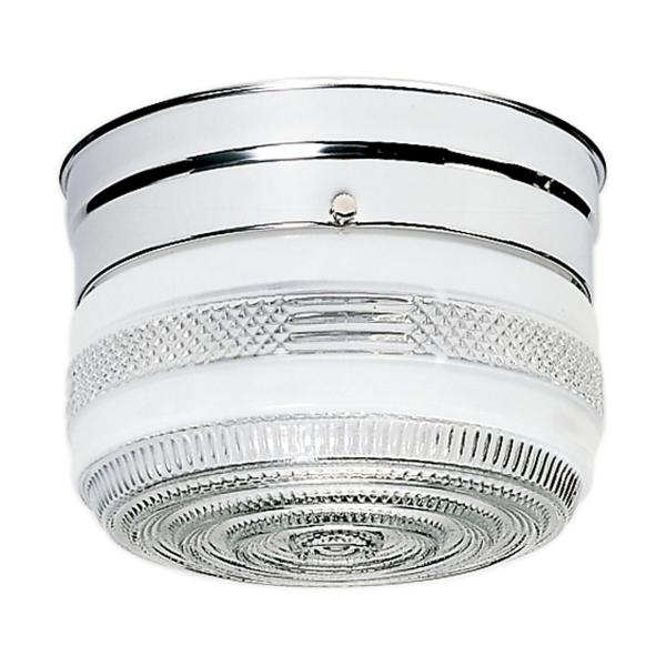 1 Light - 6" - Flush Mount - Small Crystal / White Drum - Polished Chrome Finish