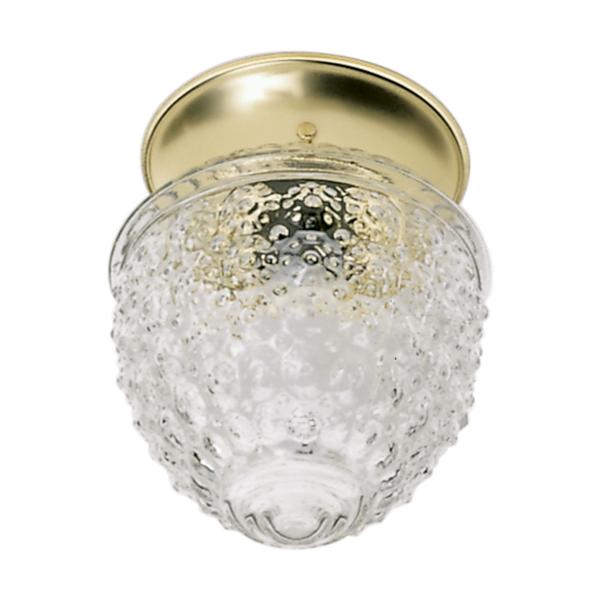 1 Light - 6" - Ceiling Fixture - Clear Pineapple Glass - Polished Brass Finish