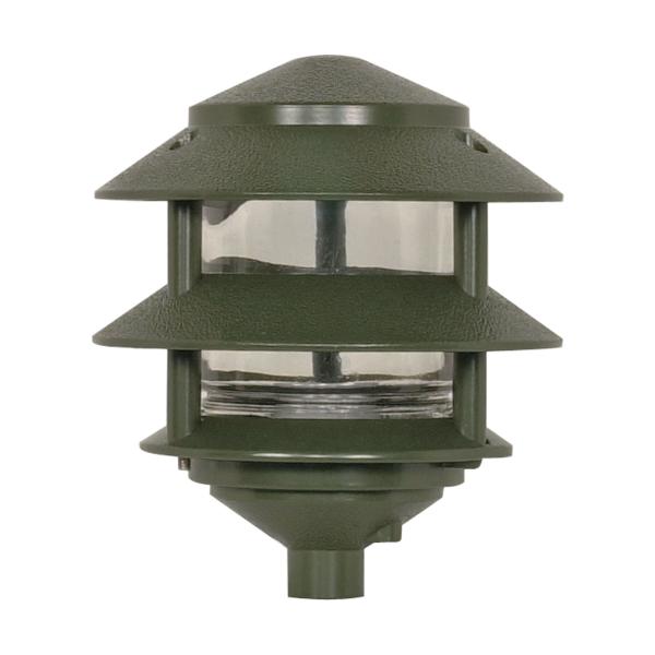 Pagoda Garden Fixture - Small Hood - 1 light - 2 Tier - Green Finish
