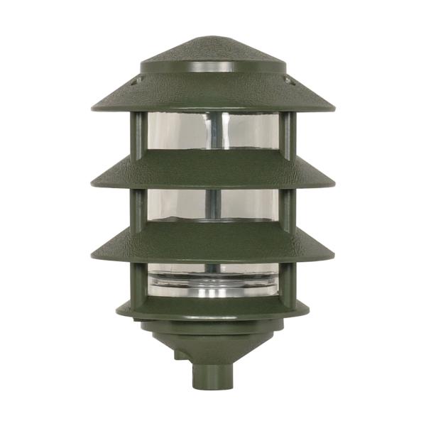 Pagoda Garden Fixture - Small Hood - 1 light - 3 Tier - Green Finish