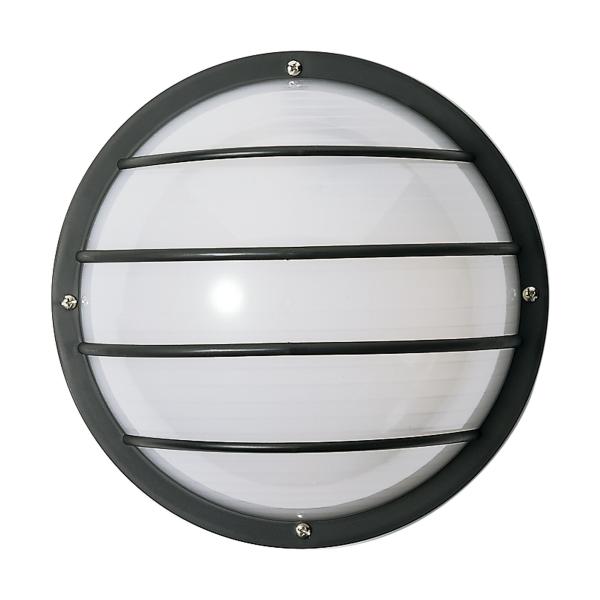 1 Light - 10" - Round Cage Wall Fixture - Polysynthetic Body & Lens - Black Finish