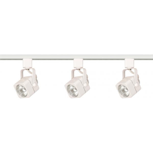 3 Light - MR16 - Square Track Kit - 4 foot Track - Line Voltage - White