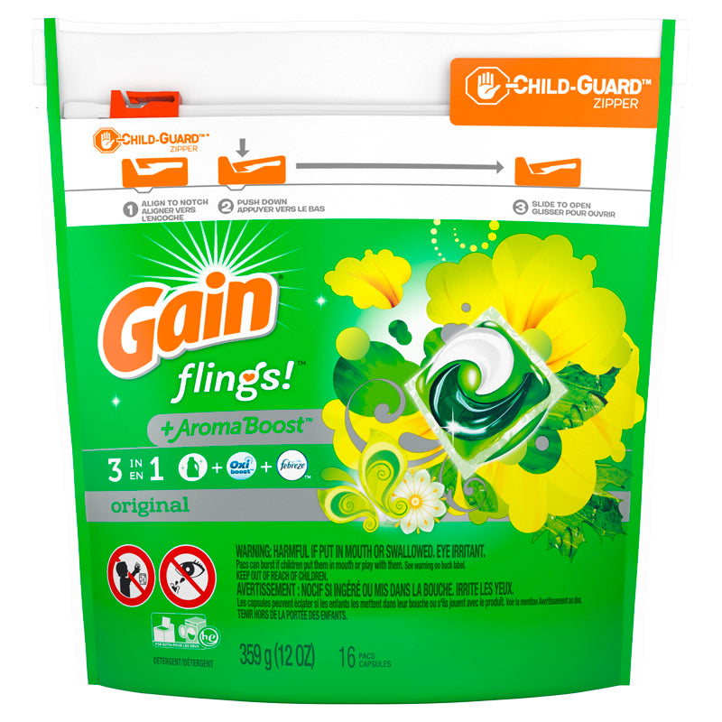 Gain Flings Original Scent Laundry Detergent Pod 12 oz 16 pk