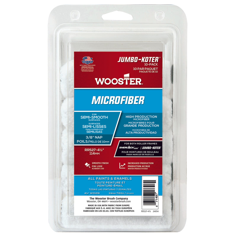 Wooster Jumbo Koter Microfiber 4.5 in. W X 3/8 in. Mini Paint Roller Cover 10 pk