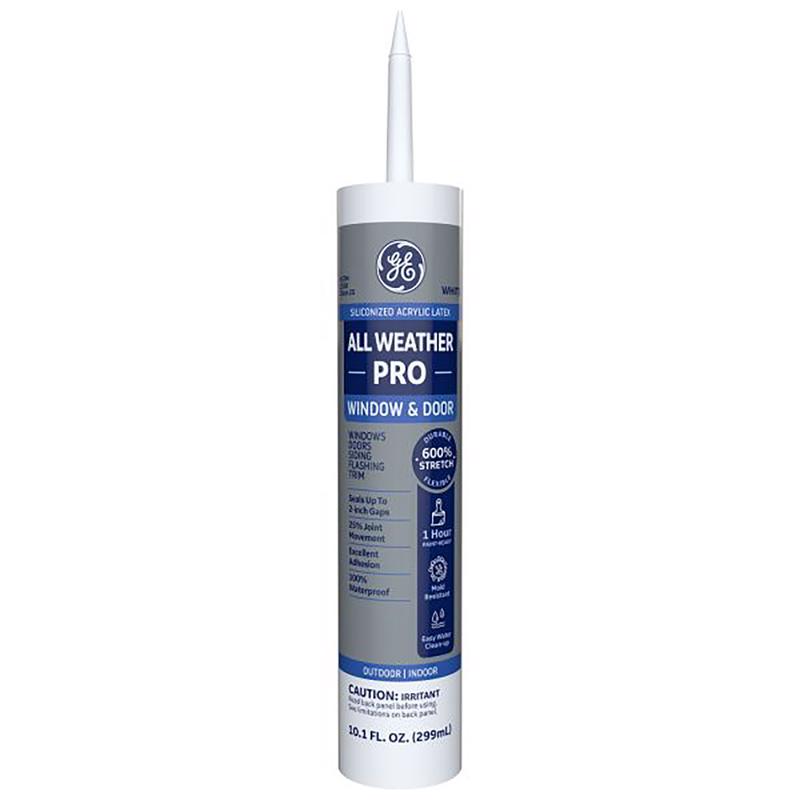 GE All Weather Pro White Acrylic Latex Window and Door Caulk Sealant 10.1 oz
