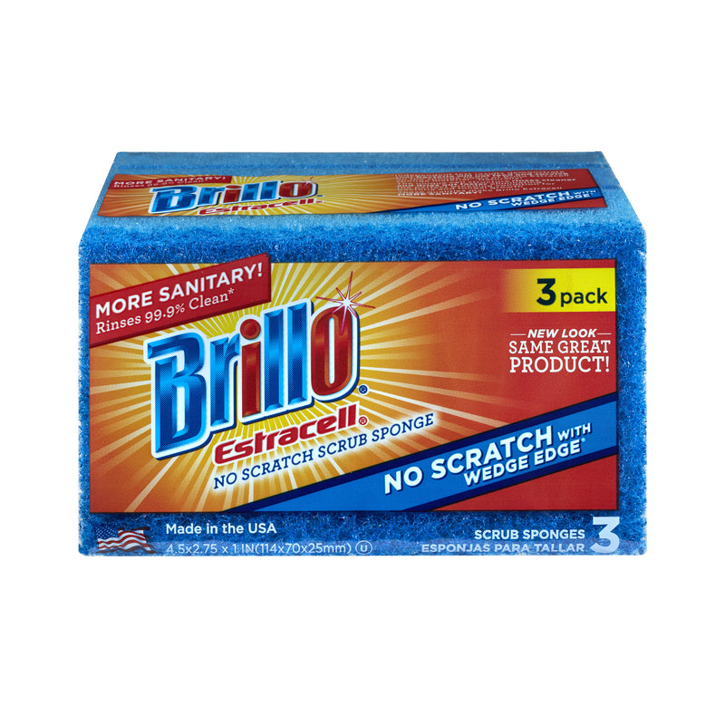 Brillo Estracell Non-Scratch Scrubber Sponge For Kitchen 4.5 in. L 3 pc