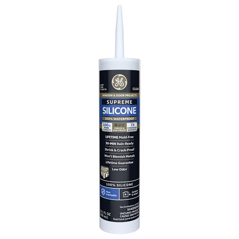 GE Supreme Clear Silicone Window and Door Sealant 10.1 oz