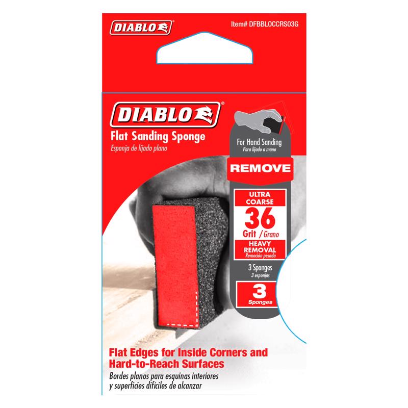 Diablo 4 in. L X 2-1/2 in. W X 1 in. 36 Grit Coarse Block Sanding Sponge