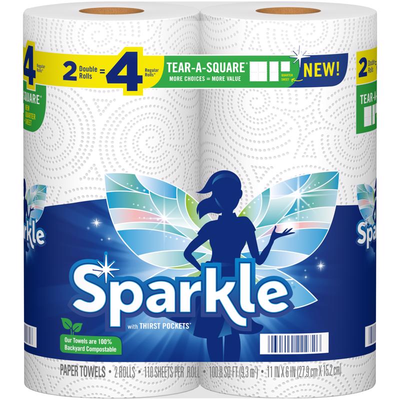 Sparkle Tear-A-Square Paper Towels 110 sheet 2 ply 2 pk