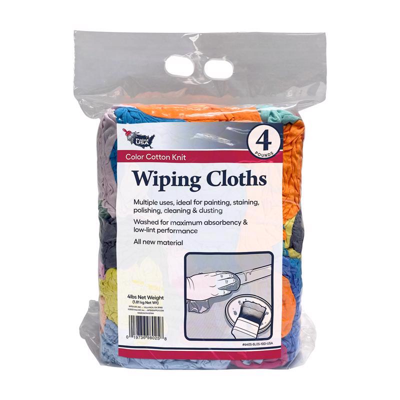 Paint USA Assorted Colors Cotton Knit Wiping Rags 4 lb
