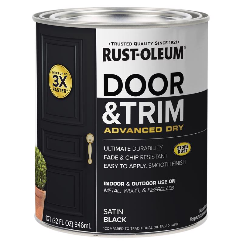 Rust-Oleum Stops Rust Satin Black Tint Base Door Paint Exterior and Interior 1 qt