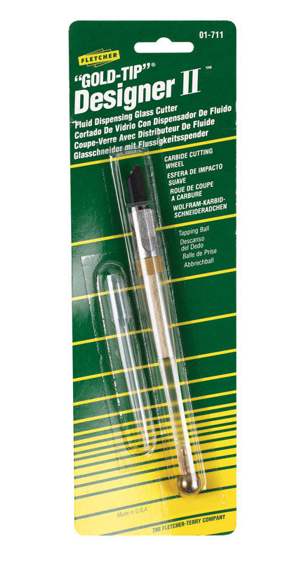 Fletcher-Terry Designer II Fluid Dispensing 4 in. Fixed Blade Glass Cutter Clear 1 pk