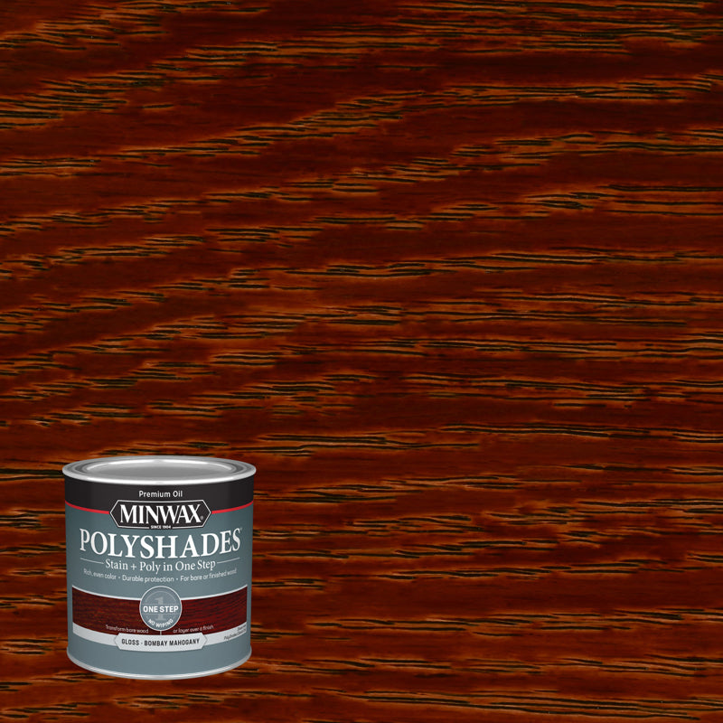 Minwax PolyShades Semi-Transparent Gloss Bombay Mahogany Stain/Polyurethane Finish 0.5 pt