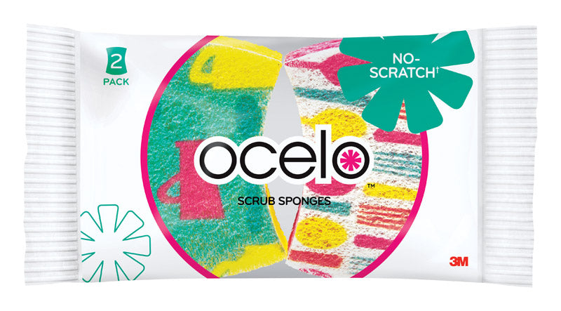 Scotch-Brite Ocelo Delicate, Light Duty Scrubber Sponge For Non-Scratch 3.7 in. L 2 pk