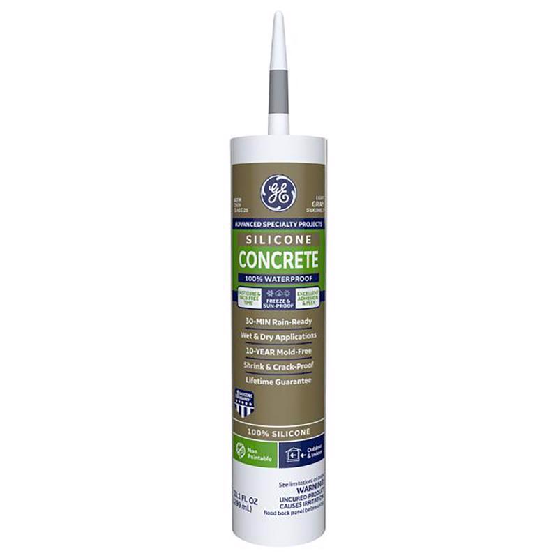 GE Advanced Light Gray Silicone 2 Concrete and Masonry Caulk Sealant 10.1 oz