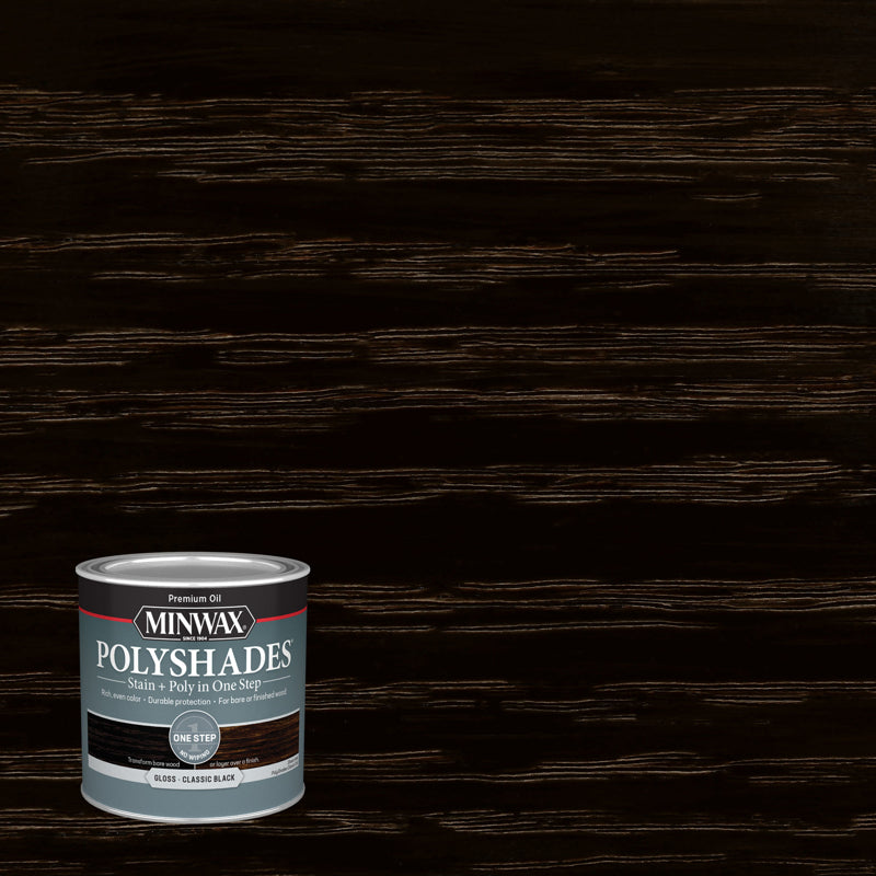 Minwax PolyShades Semi-Transparent Gloss Classic Black Stain/Polyurethane Finish 0.5 pt