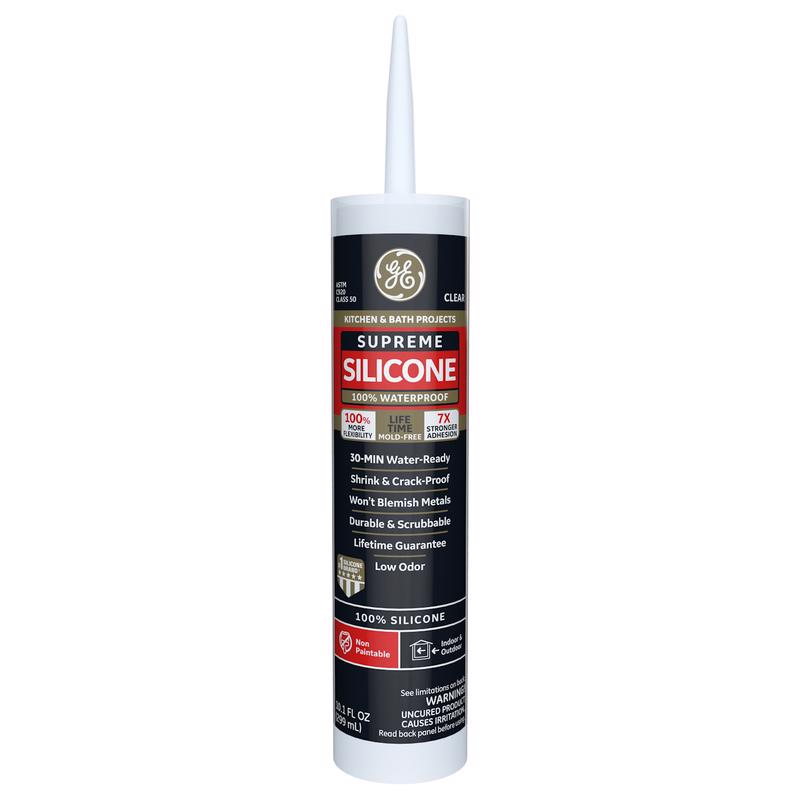 GE Supreme Clear Supreme Silicone Kitchen and Bath Caulk Sealant 10.1 oz