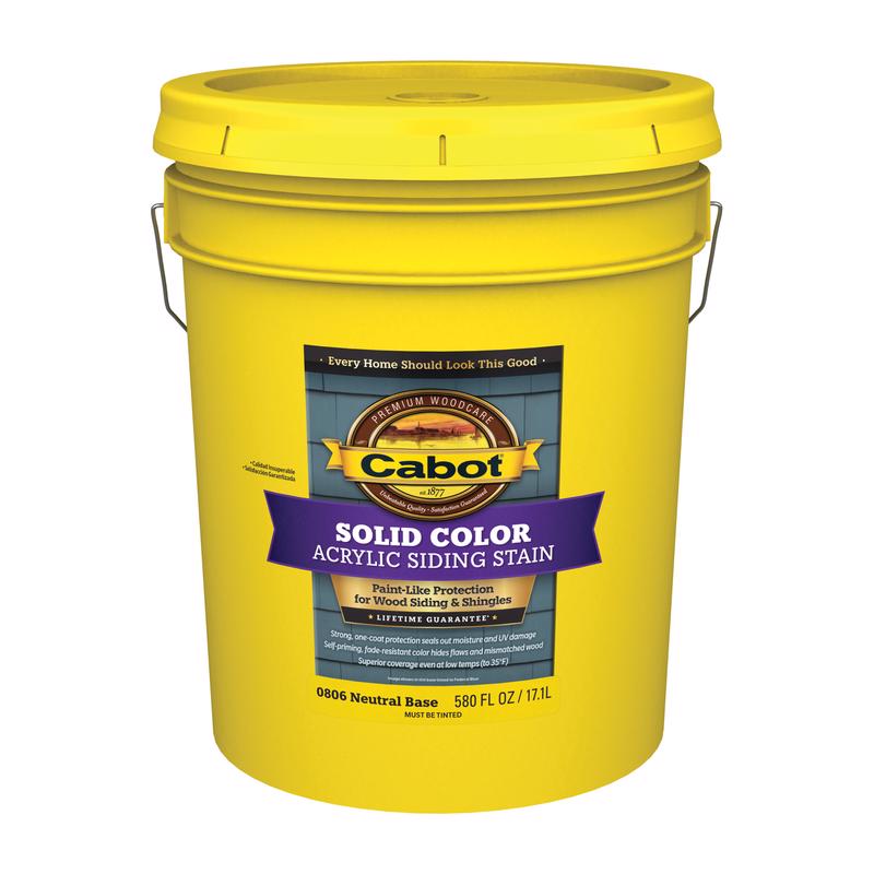 Cabot Solid Color Acrylic Siding Solid Tintable Neutral Base Acrylic Siding Stain 5 gal