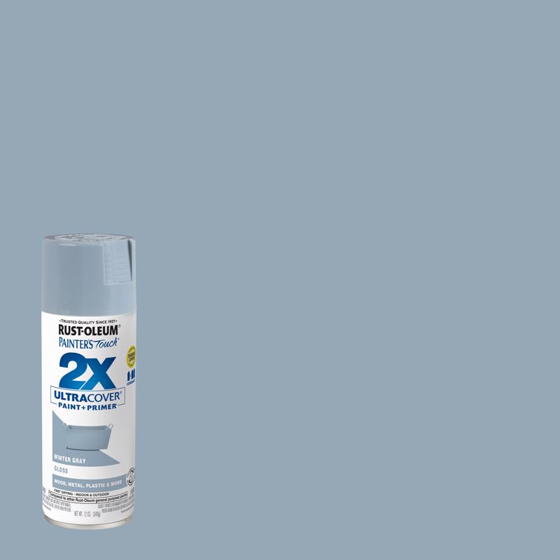 Rust-Oleum Painter's Touch 2X Ultra Cover Gloss Winter Gray Paint+Primer Spray Paint 12 oz