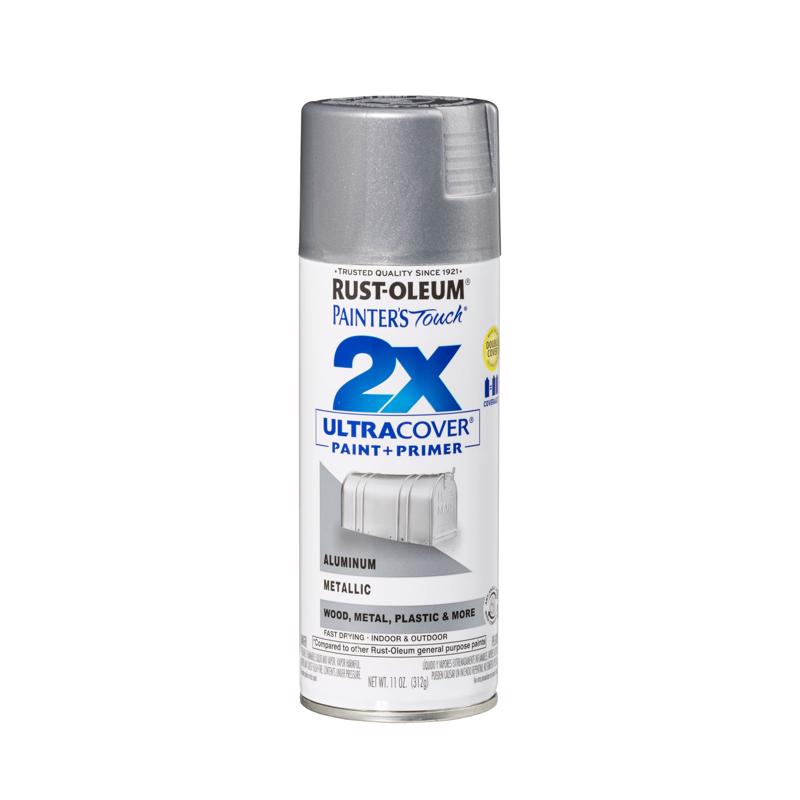 Rust-Oleum Painter's Touch 2X Ultra Cover Metallic Aluminium Paint+Primer Spray Paint 12 oz