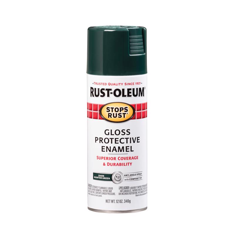 Rust-Oleum Stops Rust Gloss Dark Hunter Green Spray Paint 12 oz