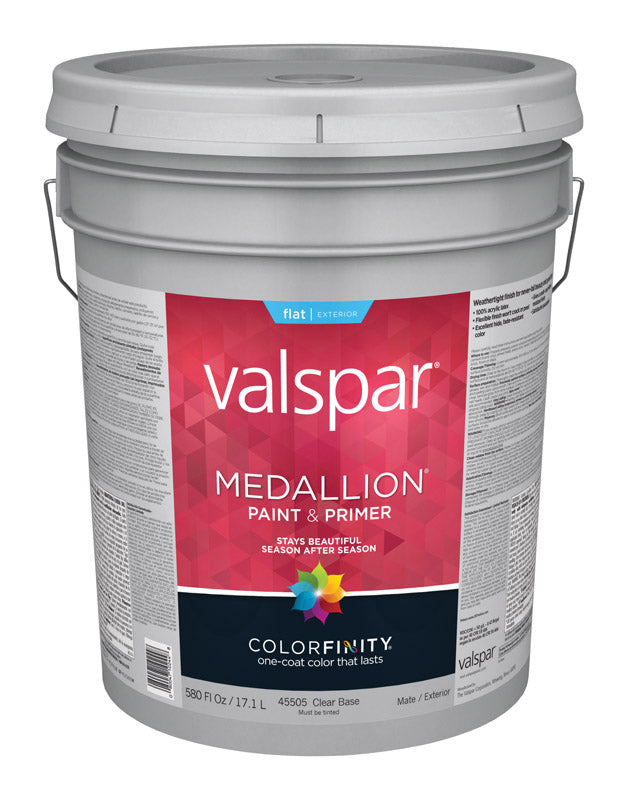 Valspar Medallion Flat Tintable Clear Base Paint and Primer Exterior 5 gal