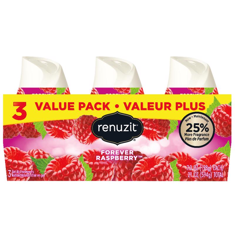 Renuzit Forever Raspberry Scent Air Freshener 7 oz Gel 3 pk