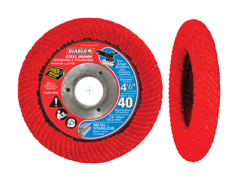Diablo Steel Demon 4.5 in. Premium Zirconium Blend Bolt-On Flap Disc 40 Grit Ultra Coarse 1 pk