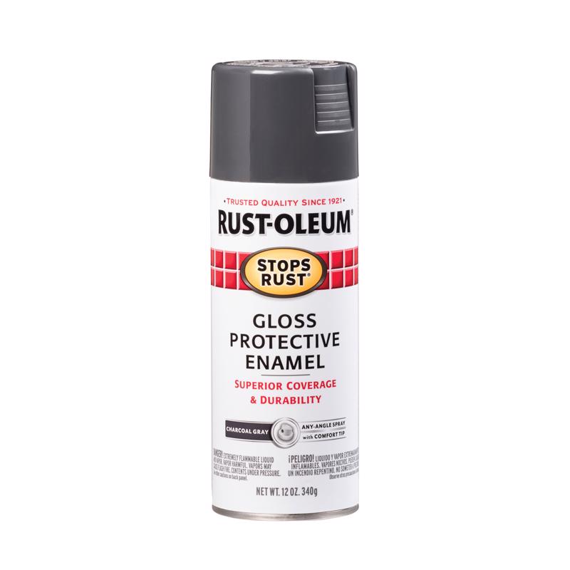 Rust-Oleum Stops Rust Gloss Charcoal Gray Protective Enamel Spray Paint 12 oz