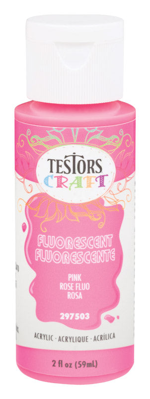 Testors Fluorescent Pink Water-Based Craft Paint Interior 2 oz